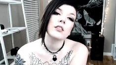 Goth Girl Mmetalcat Massages Her Big Tits