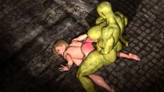 Futa orc with a huge dick fucks hard a sexy blonde slut