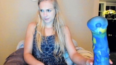 Curly Blonde Teen Records Solo Dildo Masturbation More At