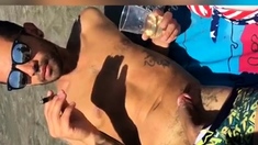 Smoking Latina with Big Tits at an Italian Beach