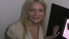 Horny Blonde Exposes Her Big Breasts And Swallows Heavy Loads Of Jizz