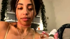 Monika Sweet masturbates her pussy and ass with toy