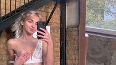 Curly Blonde Teen Records Solo Dildo Masturbation More at