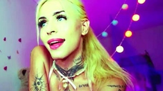 Big Tits Tranny Strokes her Big Cock