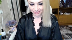 Amateur blonde does solo dildo tease on webcam