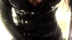 Hot brunette big boobs toying pink pussy