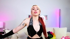 Horny blonde fetish vixen masturbates
