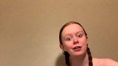 Brunette solo darling masturbating at home