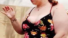 Redhead BBW with Big Boobs Blowjob Tittyjob Facial