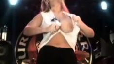 chubby babe flashing huge tits