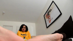 Close up teen foot worship