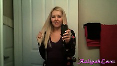 Blonde makes a phone call trying to round up somebody to fuck
