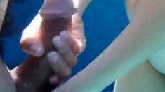 Girl pulling my cock underwater