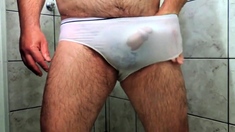 Daddy Hairy Bear On Shower Tease Until Cumming