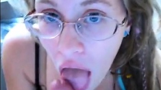 Nerdy Milf Sucks Big Cock