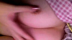 Asian Ex-gf Fingers Flash Boobs